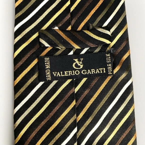 VALERIO GARATI Vivid Striped Pure Silk Handmade Neck Tie Classic Statement Piece - Picture 2 of 6
